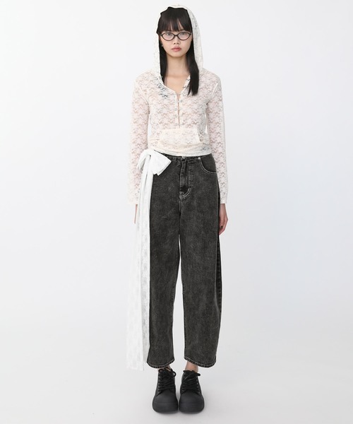 Heart Tattoo(ハートタトゥー)の「Side Ribbon Denim Pants / サイドリボンデニムパンツ(デニムパンツ・レディース・ブラック/ブルー/ブラック系・0/1)」の15枚目の写真
