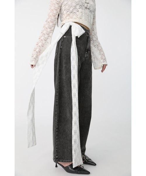 Heart Tattoo(ハートタトゥー)の「Side Ribbon Denim Pants / サイドリボンデニムパンツ(デニムパンツ・レディース・ブラック/ブルー/ブラック系・0/1)」の14枚目の写真