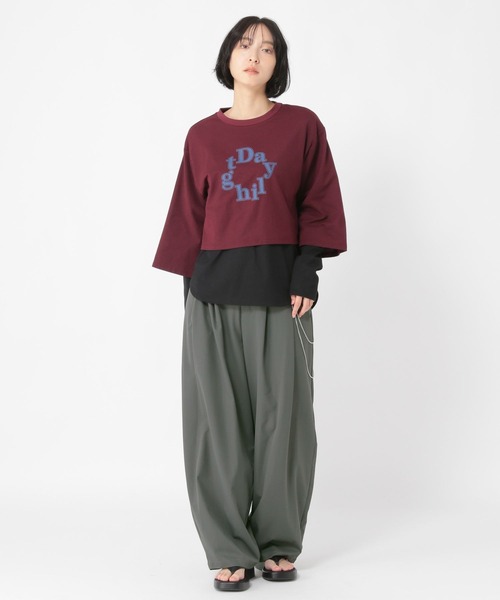 studio CLIP（スタディオクリップ）の「【daily CLIP】トラウザータックワイドスラックス（スラックス・レディース・ベージュ/グレー/チェリーレッド・MEDIUM/LARGE）」の9枚目の写真