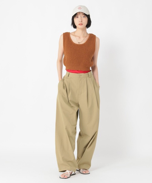 studio CLIP（スタディオクリップ）の「【daily CLIP】トラウザータックワイドスラックス（スラックス・レディース・ベージュ/グレー/チェリーレッド・MEDIUM/LARGE）」の20枚目の写真