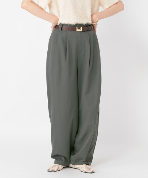 studio CLIP（スタディオクリップ）の「【daily CLIP】トラウザータックワイドスラックス（スラックス・レディース・ベージュ/グレー/チェリーレッド・MEDIUM/LARGE）」の5枚目の写真