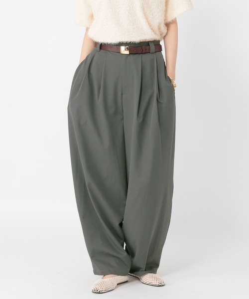 studio CLIP（スタディオクリップ）の「【daily CLIP】トラウザータックワイドスラックス（スラックス・レディース・ベージュ/グレー/チェリーレッド・MEDIUM/LARGE）」の6枚目の写真