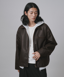 B.C STOCK | 【PLANET OF EARTH】フェード加工 フェイクレザーブルゾン(ブルゾン)