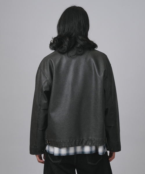 B.C STOCK（ベーセーストック）の「【PLANET OF EARTH】フェード加工 フェイクレザーブルゾン（ブルゾン・メンズ・ブラウン/ブラック・MEDIUM/LARGE）」の6枚目の写真