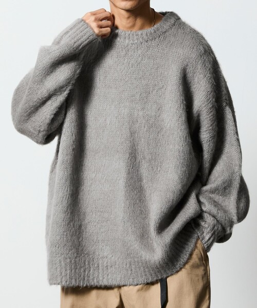 FREAK'S STORE(フリークスストア)の「限定展開 リラックスフィット クルーネック プルオーバー シャギーニット(ニット/セーター・メンズ・チャコールグレー/オリーブ/ネイビー/ブラック/グレー・SMALL/MEDIUM/LARGE)」の3枚目の写真