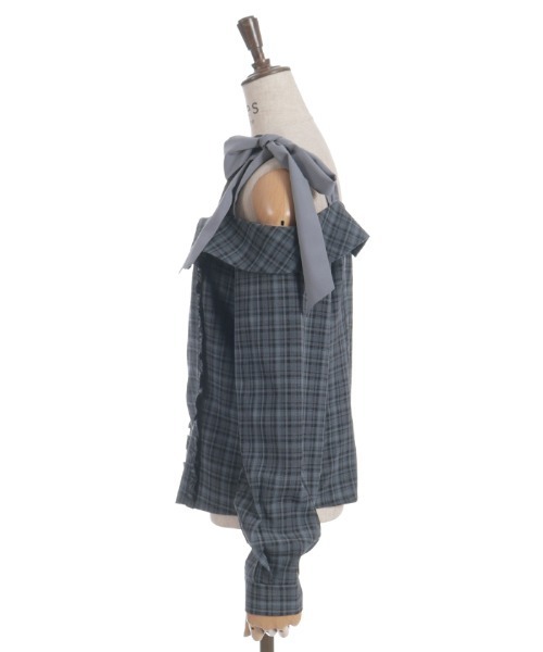 axes femme(アクシーズファム)の「チェックオフショルリボンプルオーバー(シャツ/ブラウス・レディース・グレー/ベージュ/ブラック・FREE)」の20枚目の写真