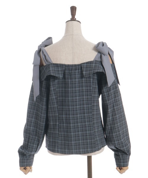 axes femme(アクシーズファム)の「チェックオフショルリボンプルオーバー(シャツ/ブラウス・レディース・グレー/ベージュ/ブラック・FREE)」の21枚目の写真