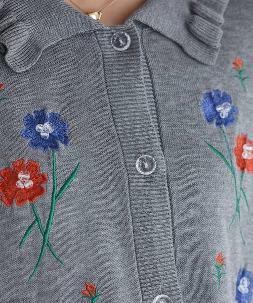 somari imagination（ソマリ イマジネーション）の「『花柄刺繍ビーズカーディガン』（カーディガン/ボレロ・レディース・杢グレー/ネイビー・FREE）」の10枚目の写真