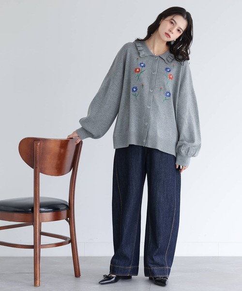 somari imagination（ソマリ イマジネーション）の「『花柄刺繍ビーズカーディガン』（カーディガン/ボレロ・レディース・杢グレー/ネイビー・FREE）」の16枚目の写真