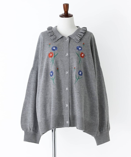 somari imagination（ソマリ イマジネーション）の「『花柄刺繍ビーズカーディガン』（カーディガン/ボレロ・レディース・杢グレー/ネイビー・FREE）」の11枚目の写真