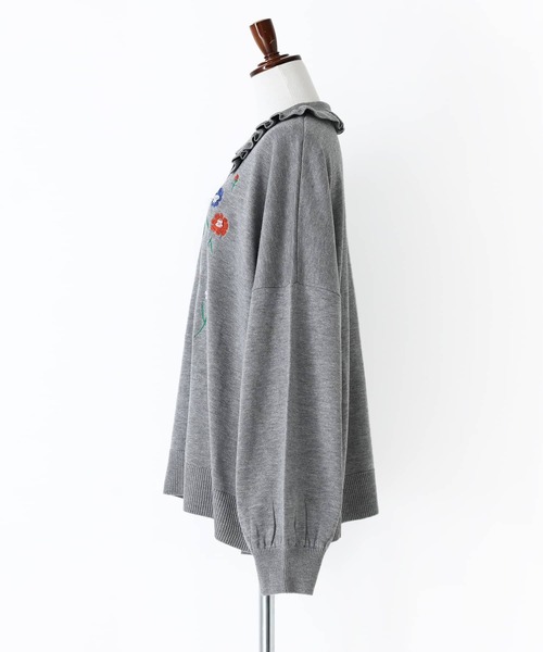 somari imagination（ソマリ イマジネーション）の「『花柄刺繍ビーズカーディガン』（カーディガン/ボレロ・レディース・杢グレー/ネイビー・FREE）」の12枚目の写真