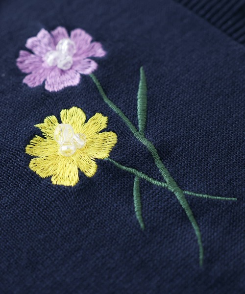 somari imagination（ソマリ イマジネーション）の「『花柄刺繍ビーズカーディガン』（カーディガン/ボレロ・レディース・杢グレー/ネイビー・FREE）」の7枚目の写真