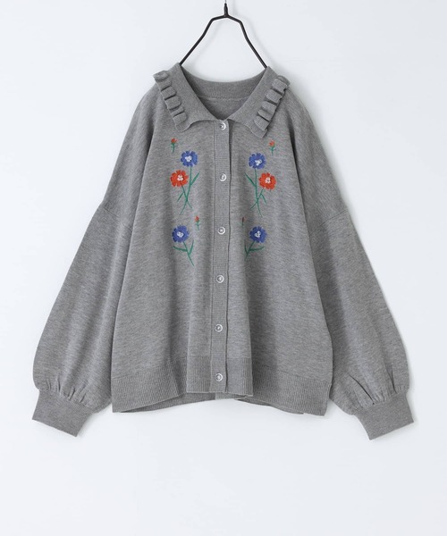 somari imagination（ソマリ イマジネーション）の「『花柄刺繍ビーズカーディガン』（カーディガン/ボレロ・レディース・杢グレー/ネイビー・FREE）」の3枚目の写真