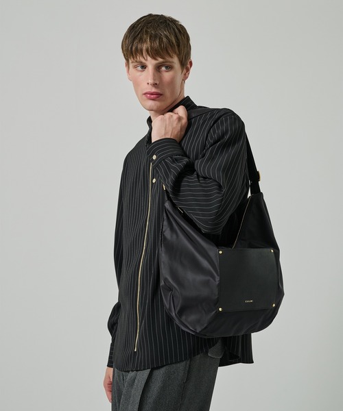 CULLNI ブラック グレー ショルダーバッグ CULLNI ショルダーバッグ Leather Flap Shoulder Bag メンズ
