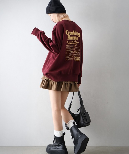 SpRay（スプレイ）の「ハンバーガーおばけスウェット（スウェット・レディース・スミクロ/ワイン/グレー/ブロンズ/アイボリー・FREE）」の8枚目の写真