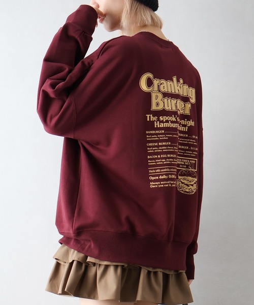 SpRay（スプレイ）の「ハンバーガーおばけスウェット（スウェット・レディース・スミクロ/ワイン/グレー/ブロンズ/アイボリー・FREE）」の9枚目の写真