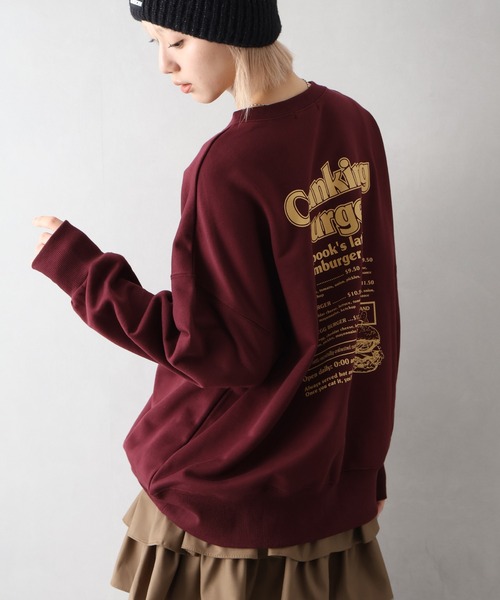 SpRay（スプレイ）の「ハンバーガーおばけスウェット（スウェット・レディース・スミクロ/ワイン/グレー/ブロンズ/アイボリー・FREE）」の10枚目の写真