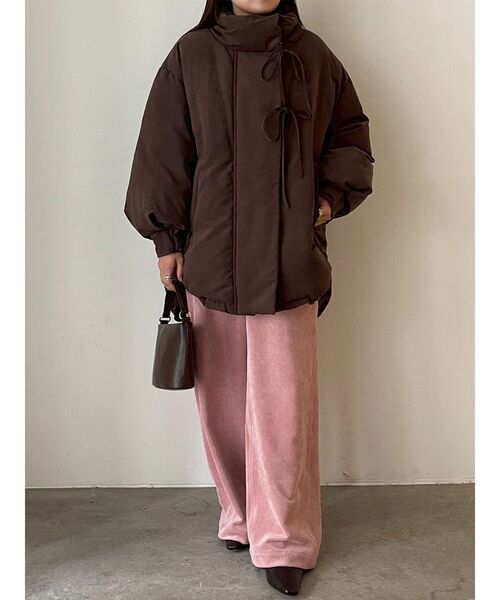 LAGUNAMOON(ラグナムーン)の「ストリングディティールミドルダウン(ダウンジャケット/コート・レディース・ブラウン/アイボリー/ブラック・FREE)」の18枚目の写真