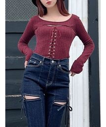 RESEXXY（リゼクシー）の「フロントレースアップカットトップス（Tシャツ/カットソー・レディース）」