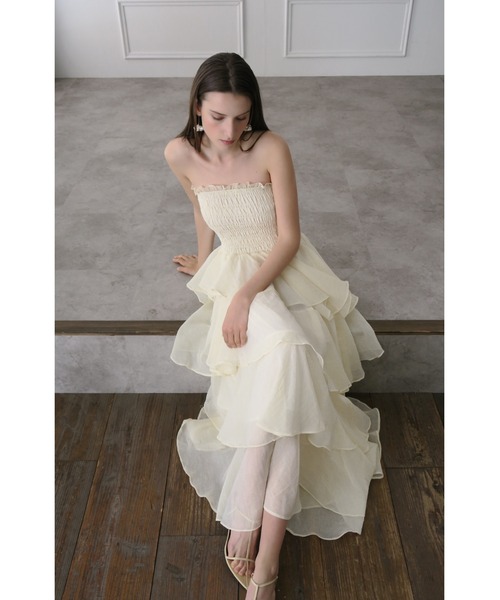 celon(セロン)の「frilly tiered dress(ドレス・レディース・アイボリー/ブラック/グレー/ブラウン・FREE)」の13枚目の写真