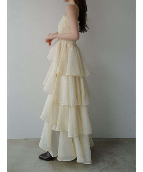celon frilly tiered dress ホワイト frilly tiered dress（ドレス）｜celon（セロン）のファッション通販