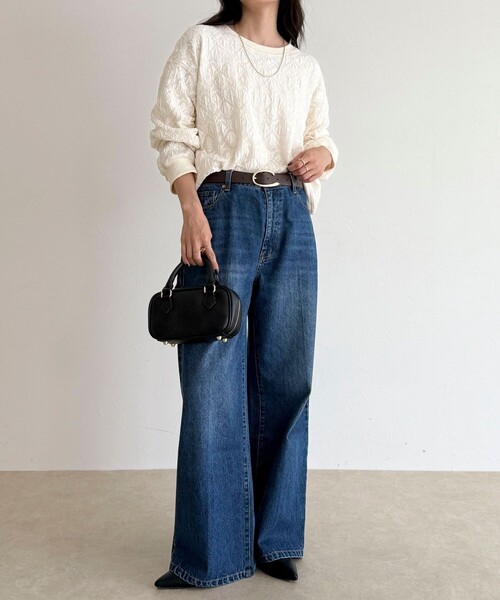 fredy emue（フレディエミュ）の「【大人気！春に即完売したアイテム】ストレッチレースプルオーバー（Tシャツ/カットソー・レディース・ブラック/オフホワイト・38）」の4枚目の写真