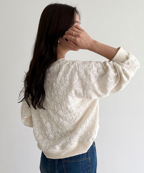 fredy emue（フレディエミュ）の「【大人気！春に即完売したアイテム】ストレッチレースプルオーバー（Tシャツ/カットソー・レディース・ブラック/オフホワイト・38）」の8枚目の写真