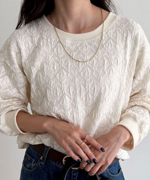 fredy emue（フレディエミュ）の「【大人気！春に即完売したアイテム】ストレッチレースプルオーバー（Tシャツ/カットソー・レディース・ブラック/オフホワイト・38）」の9枚目の写真