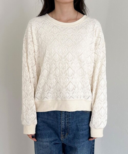 fredy emue（フレディエミュ）の「【大人気！春に即完売したアイテム】ストレッチレースプルオーバー（Tシャツ/カットソー・レディース・ブラック/オフホワイト・38）」の10枚目の写真