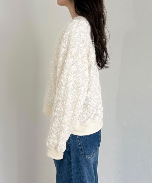 fredy emue（フレディエミュ）の「【大人気！春に即完売したアイテム】ストレッチレースプルオーバー（Tシャツ/カットソー・レディース・ブラック/オフホワイト・38）」の11枚目の写真
