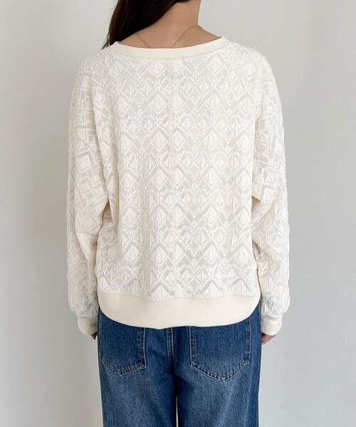fredy emue（フレディエミュ）の「【大人気！春に即完売したアイテム】ストレッチレースプルオーバー（Tシャツ/カットソー・レディース・ブラック/オフホワイト・38）」の12枚目の写真