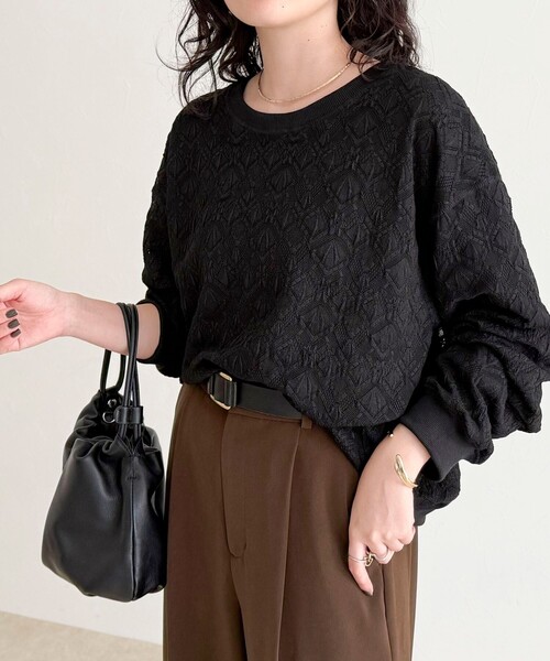 fredy emue（フレディエミュ）の「【大人気！春に即完売したアイテム】ストレッチレースプルオーバー（Tシャツ/カットソー・レディース・ブラック/オフホワイト・38）」の20枚目の写真