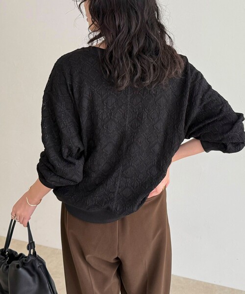 fredy emue（フレディエミュ）の「【大人気！春に即完売したアイテム】ストレッチレースプルオーバー（Tシャツ/カットソー・レディース・ブラック/オフホワイト・38）」の21枚目の写真