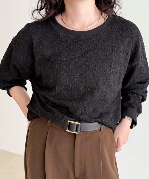 fredy emue（フレディエミュ）の「【大人気！春に即完売したアイテム】ストレッチレースプルオーバー（Tシャツ/カットソー・レディース・ブラック/オフホワイト・38）」の22枚目の写真