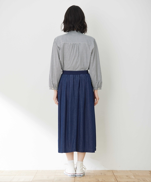 DECOY SINCE 1981（デコイシンスイチキュウハチイチ）の「フレアデニムスカート【ウエストゴム】（スカート・レディース・ネイビー・64/67/70）」の4枚目の写真