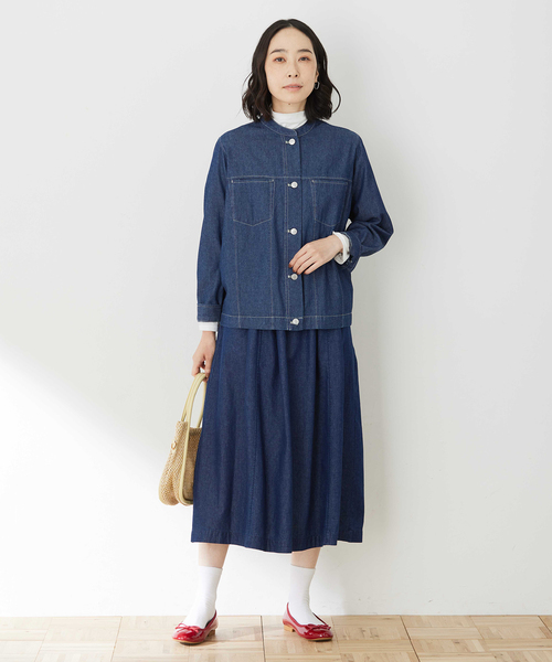 DECOY SINCE 1981（デコイシンスイチキュウハチイチ）の「フレアデニムスカート【ウエストゴム】（スカート・レディース・ネイビー・64/67/70）」の8枚目の写真