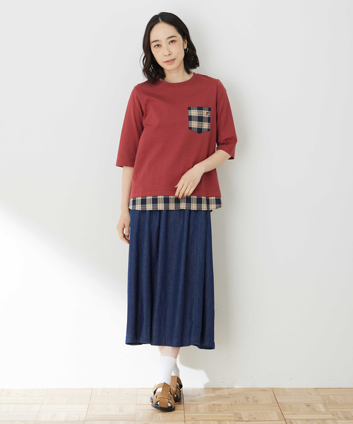 DECOY SINCE 1981（デコイシンスイチキュウハチイチ）の「フレアデニムスカート【ウエストゴム】（スカート・レディース・ネイビー・64/67/70）」の9枚目の写真