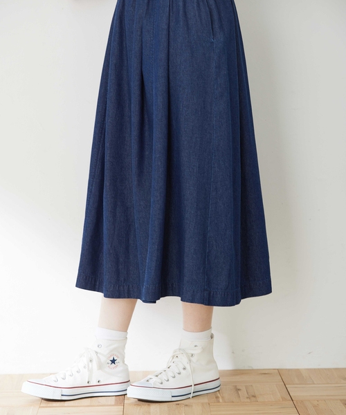 DECOY SINCE 1981（デコイシンスイチキュウハチイチ）の「フレアデニムスカート【ウエストゴム】（スカート・レディース・ネイビー・64/67/70）」の15枚目の写真