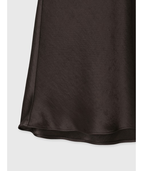 サテンナロースカート anuans チャコールブラウン サテンナロースカート