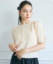 ヤク風ケーブル半袖ニット