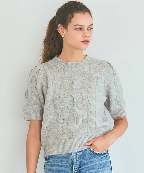 セール】ヤク風ケーブル半袖ニット（ニット/セーター）｜coca（coca