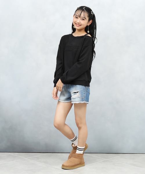 PINKHUNT（ピンクハント）の「PINKHUNT ピンクハント ワンショルトレーナー 0960K（スウェット・キッズ・ブラック/オフホワイト・120cm/130cm/140cm/150cm/160cm）」の5枚目の写真