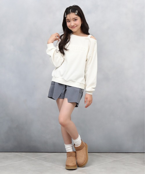 PINKHUNT（ピンクハント）の「PINKHUNT ピンクハント ワンショルトレーナー 0960K（スウェット・キッズ・ブラック/オフホワイト・120cm/130cm/140cm/150cm/160cm）」の8枚目の写真