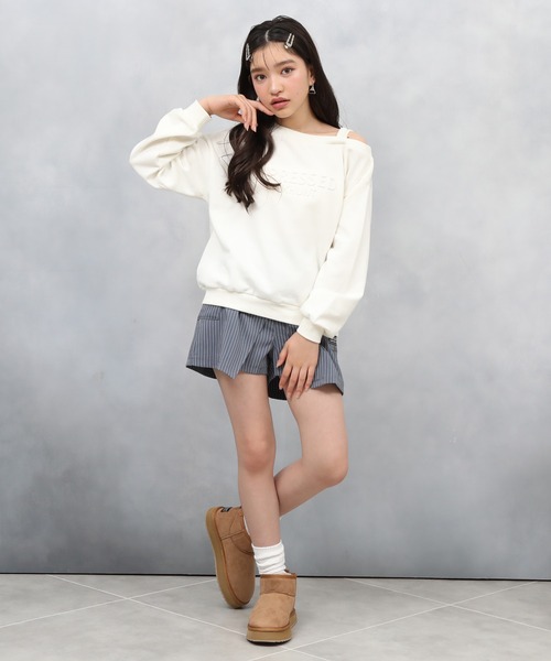 PINKHUNT（ピンクハント）の「PINKHUNT ピンクハント ワンショルトレーナー 0960K（スウェット・キッズ・ブラック/オフホワイト・120cm/130cm/140cm/150cm/160cm）」の10枚目の写真