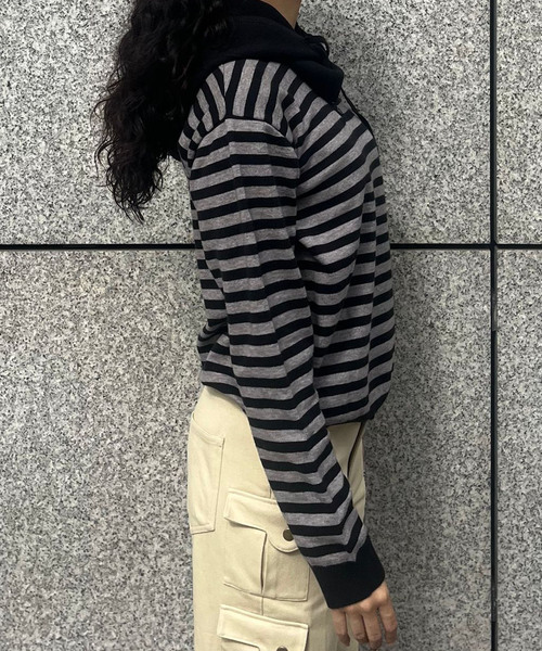 Oriens JOURNAL STANDARD（オリエンス ジャーナルスタンダード）の「バラクラバセットニット（ニット/セーター・レディース・ブラック/パープル・FREE）」の7枚目の写真