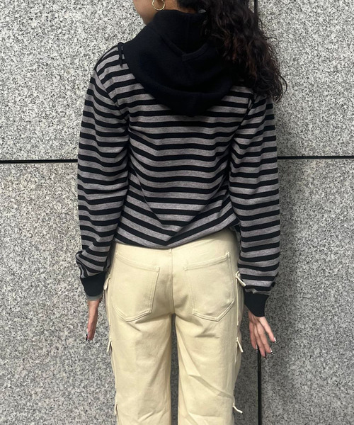 Oriens JOURNAL STANDARD（オリエンス ジャーナルスタンダード）の「バラクラバセットニット（ニット/セーター・レディース・ブラック/パープル・FREE）」の8枚目の写真