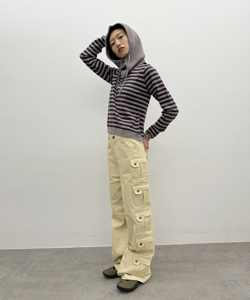 Oriens JOURNAL STANDARD（オリエンス ジャーナルスタンダード）の「バラクラバセットニット（ニット/セーター・レディース・ブラック/パープル・FREE）」の13枚目の写真