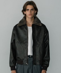 LURAKU(N)́yLURAKUzSynthetic Leather Fur Collar Jacket / LURAKU VZeBbNU[t@[J[WPbg(̑AE^[)
