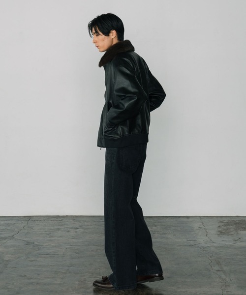 LURAKU（ルラク）の「【LURAKU】Synthetic Leather Fur Collar Jacket