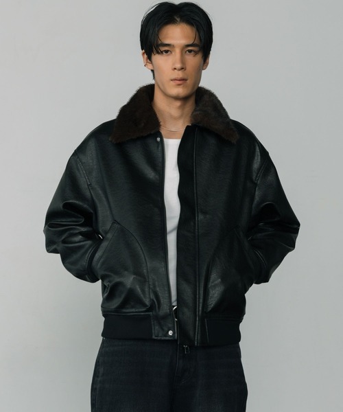 LURAKU（ルラク）の「【LURAKU】Synthetic Leather Fur Collar